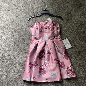 strapless floral dress